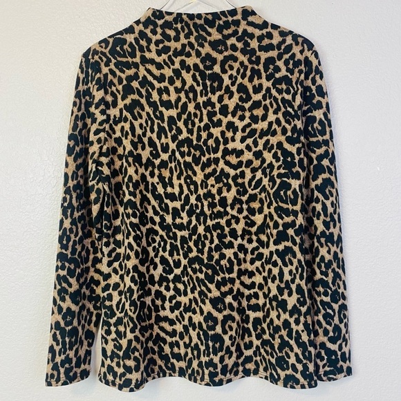Beach Lunch Lounge Cheetah High Neck Lightweight Sweater Size L - Picture 3 of 6